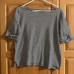 Black and white stripe short-sleeve Breton-style top, XL
